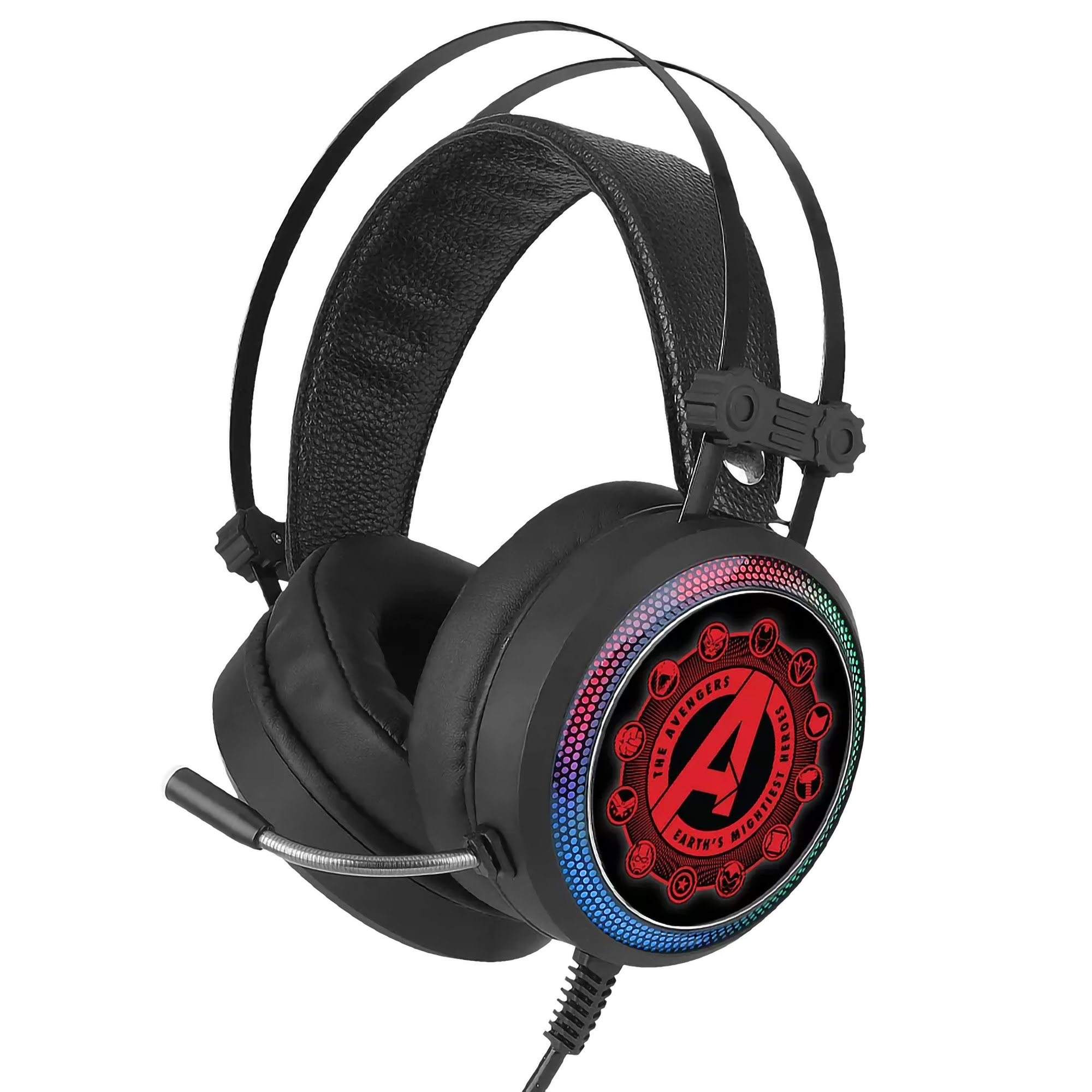 Auriculares Gaming Marvel vengadores avengers 003 multicolor lcmhpgaven003 oem supraaurales null ert group con led diadema ajustable modelo original y licencia