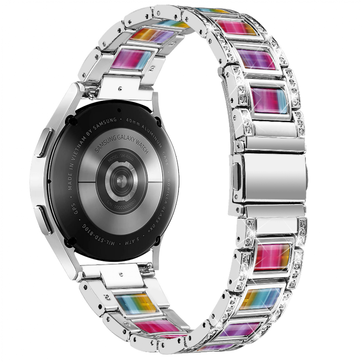 INF Uhrarmband, Ersatzarmband, Samsung, Galaxy Watch mm, Silber/Mehrfarbig 20