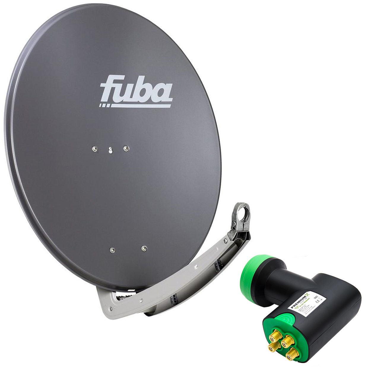 FUBA Alu Quad (78 Sat 780 Green LNB) GDQS cm, LNB DAA Anthrazit A Diamond Anlage UHD 4K Quad