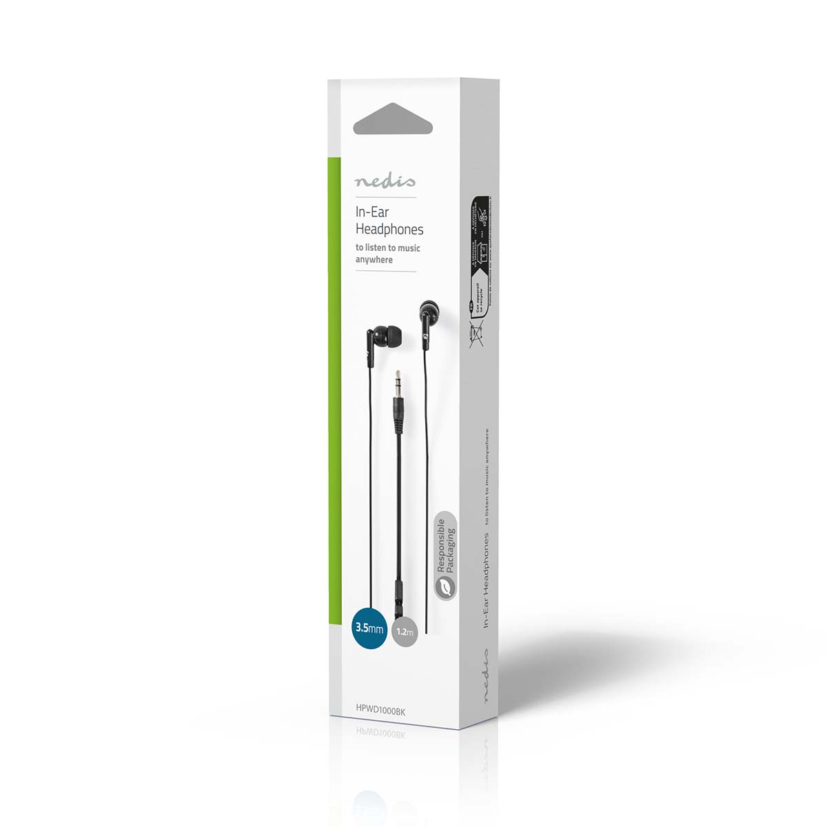 NEDIS HPWD1000BK, In-ear Kopfhörer mit Kabel Schwarz