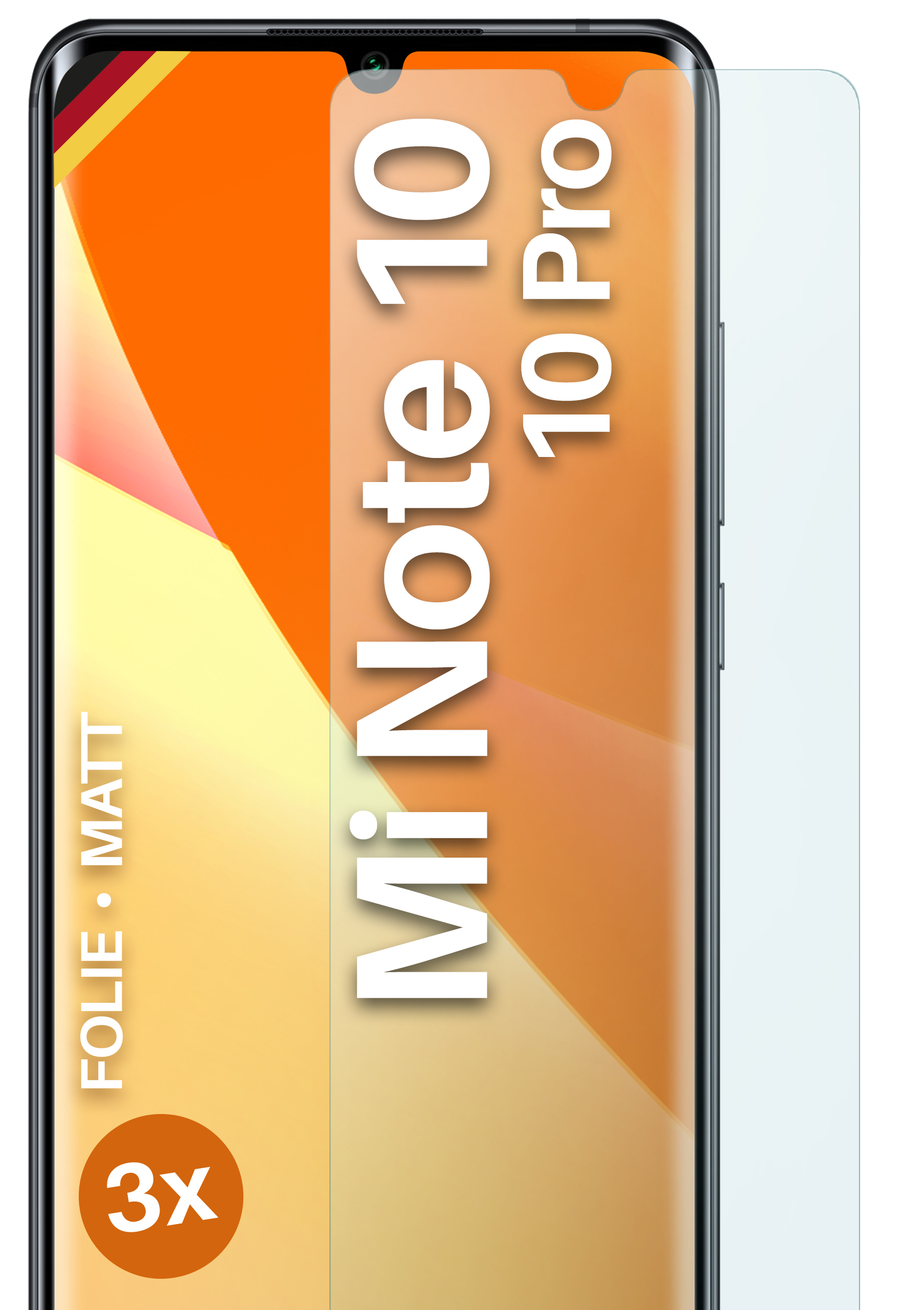 10/Note Xiaomi Pro) MOEX Displayschutz(für 10 3x Mi Schutzfolie, Note matt