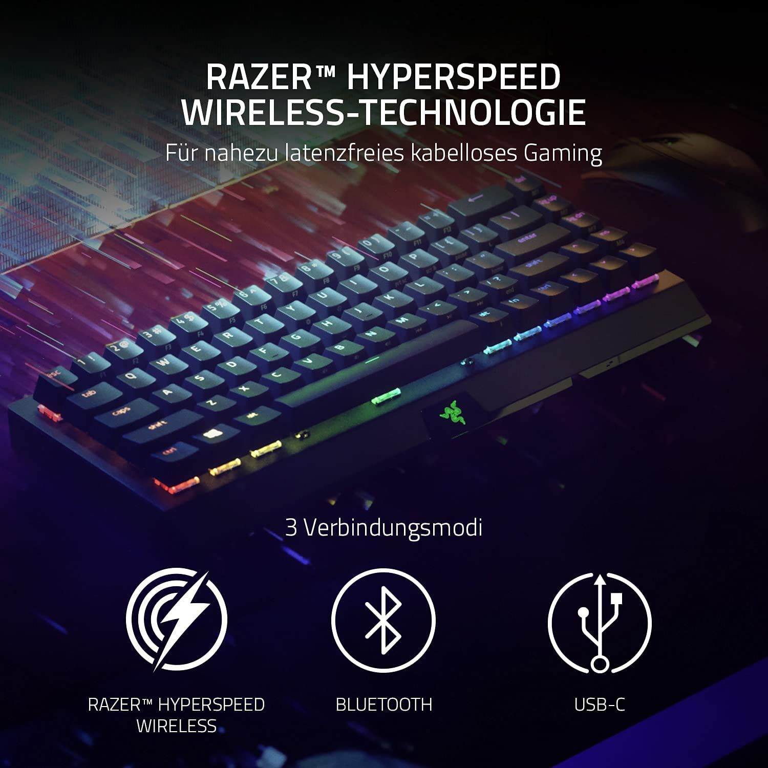 RAZER Mini Mechanisch, USB,, BlackWidow Razer Yellow HyperSpeed (Mechanischer 2.4 V3 GHz, Yellow Tastatur Bluetooth, Switch, Tastaturen, Razer