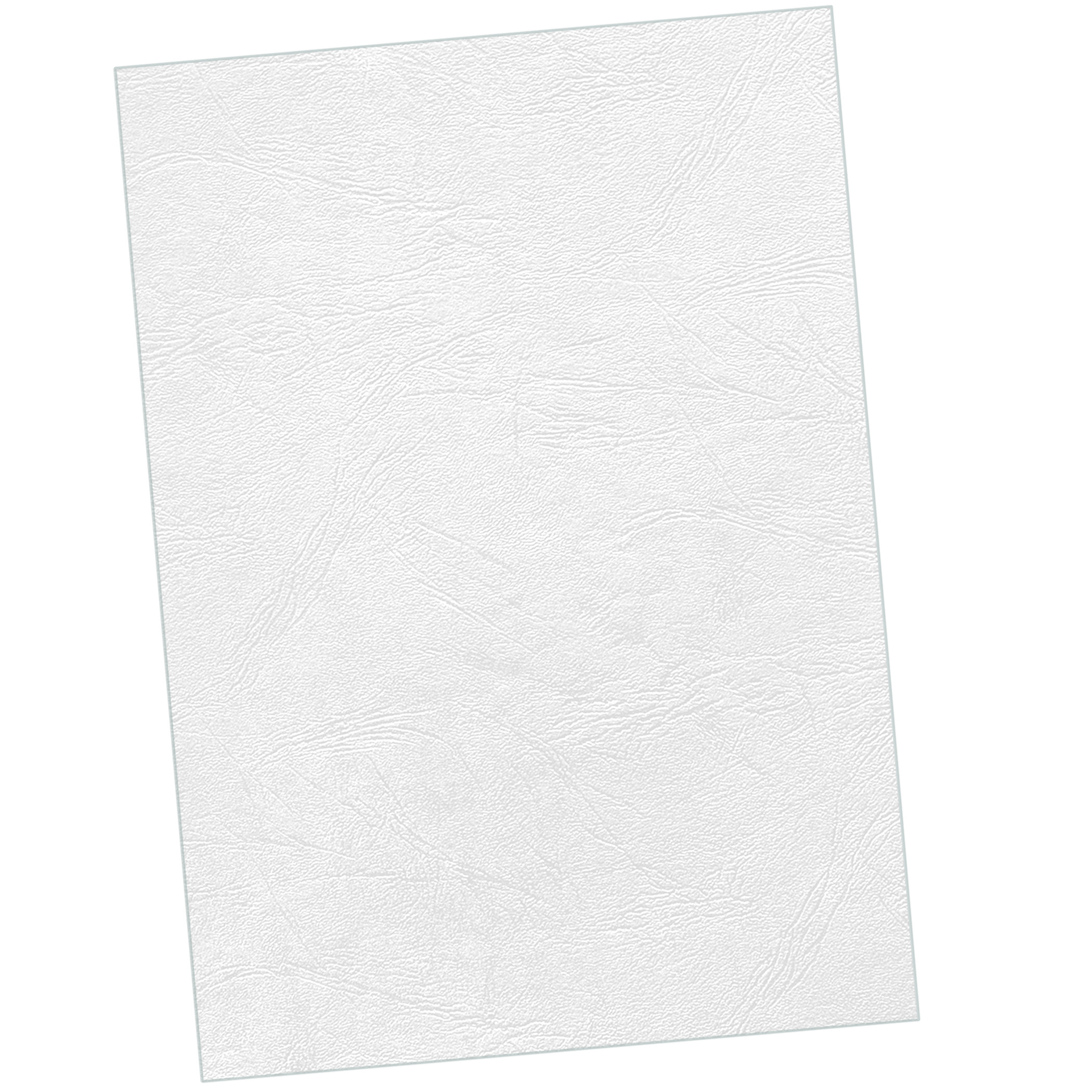 Ein weißes, strukturiertes Blatt Papier, leicht angewinkelt. Die Textur ähnelt Leder oder einem ähnlichen Material.