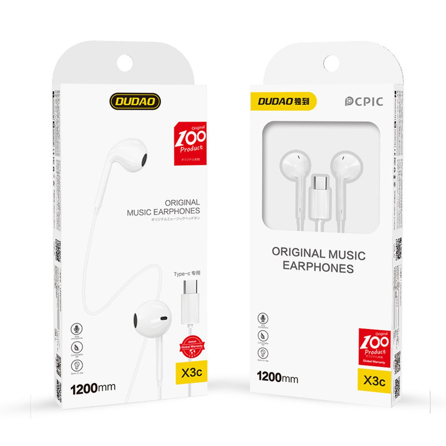 Kopfhörer DUDAO USB-C, In-ear Weiß X3c