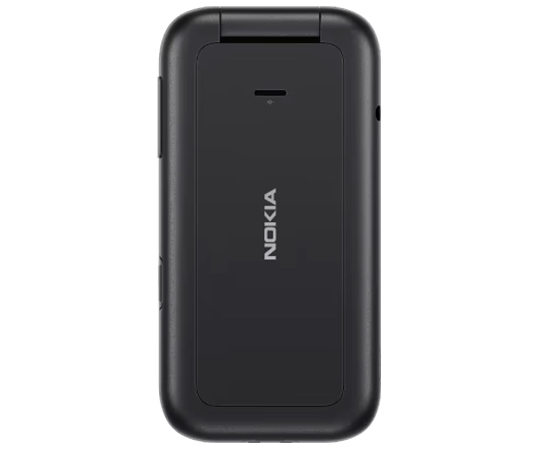 Czarny telefon z klapką Nokia, zamknięty, z logo Nokia.