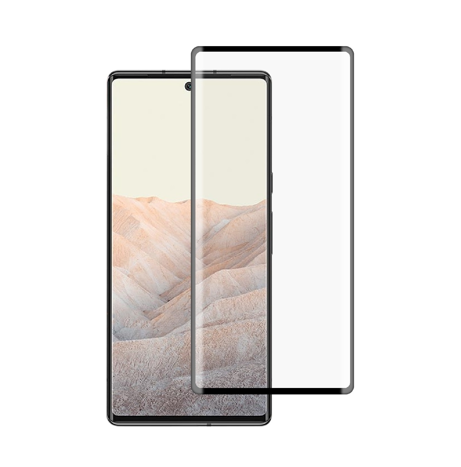Smartphone mit aufgebrachter Displayschutzfolie. Das Telefon ist schwarz, mit einer transparenten Schutzfolie.