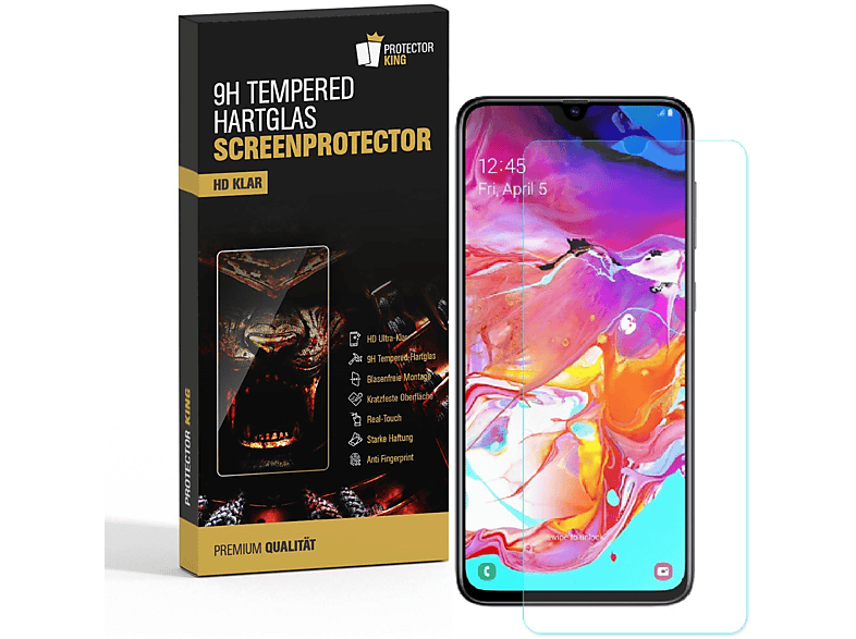 PROTECTORKING 4x 9H Hartglas HD KLAR Displayschutzfolie(für Samsung Galaxy A70)