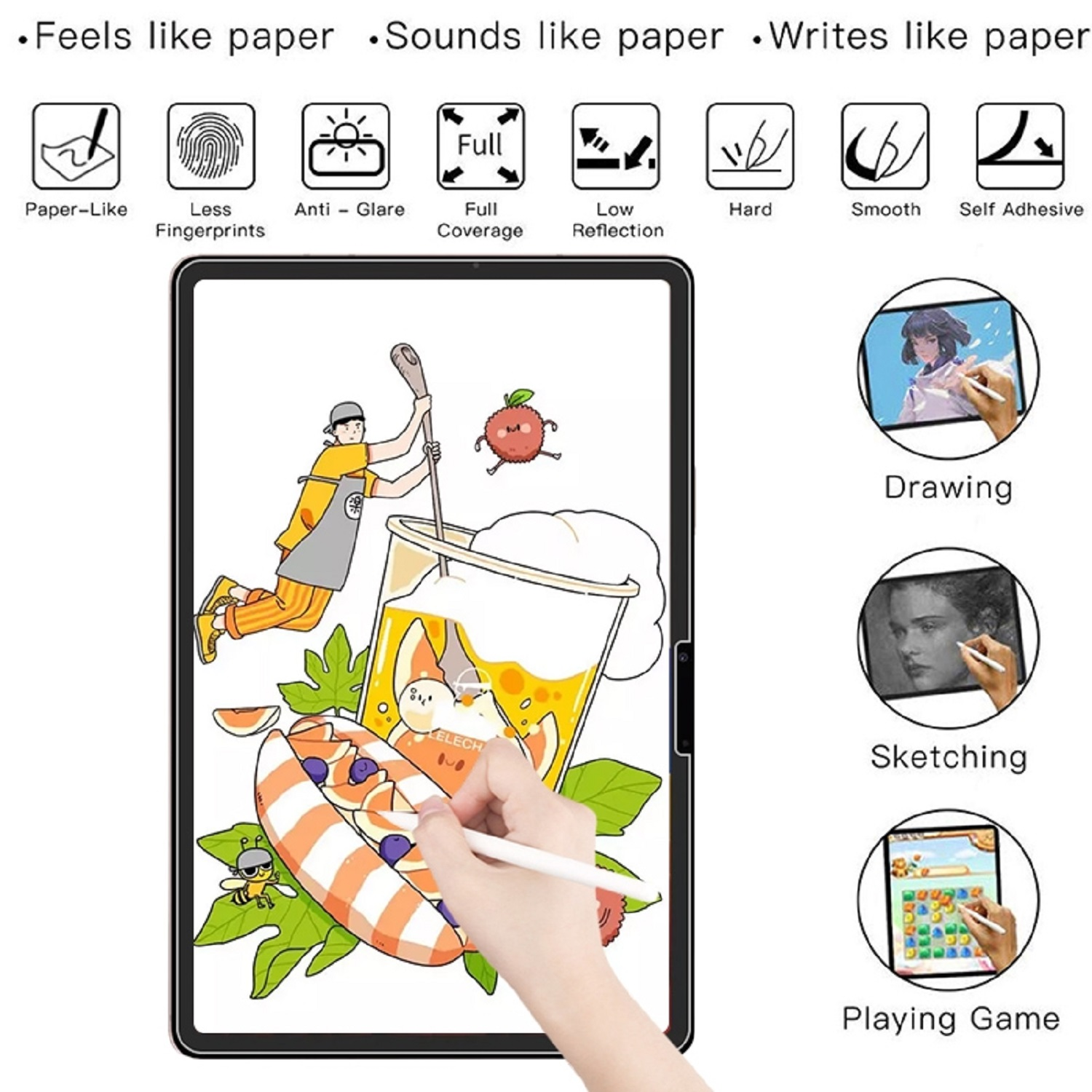 PROTECTORKING 3x Paperfeel Galaxy Tab Schreiben Displayschutzfolie(für Skizzieren oder Malen S9) Samsung
