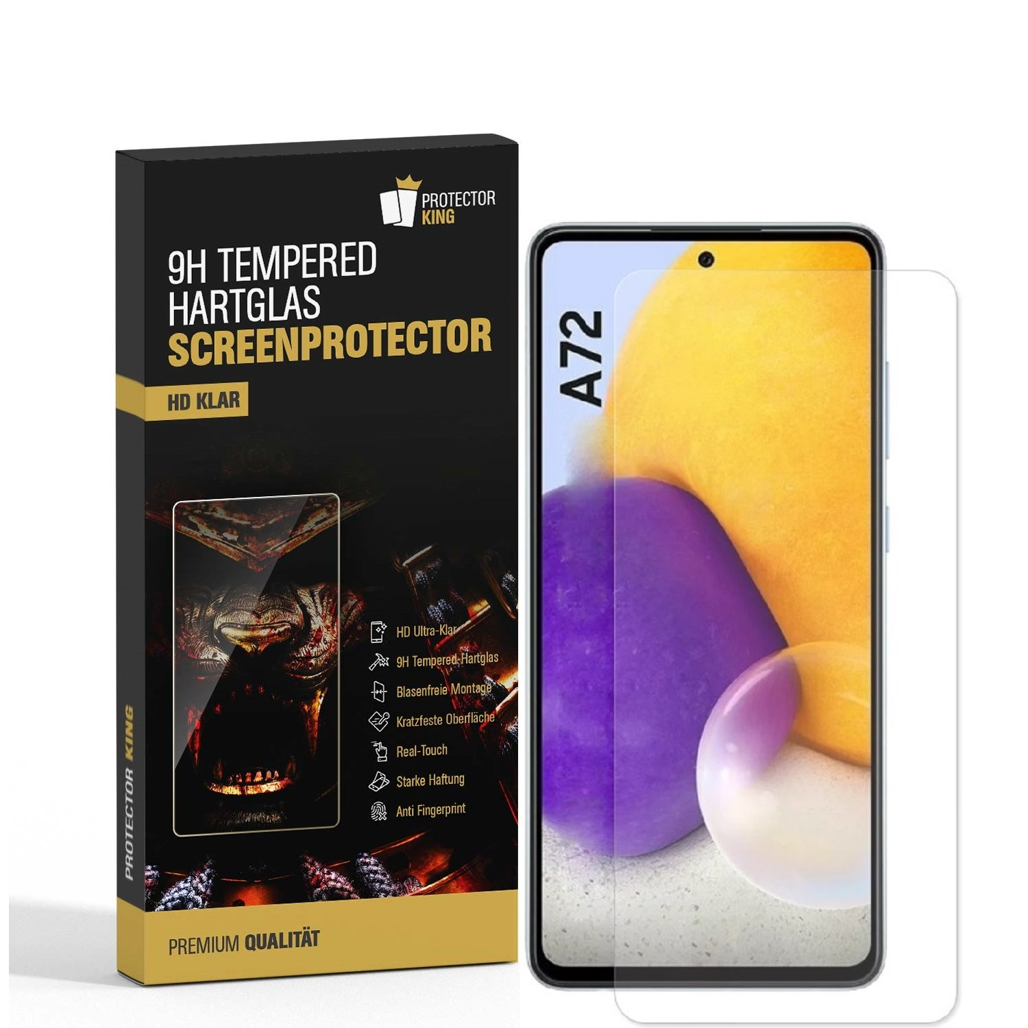 Samsung 9H A72) Galaxy Hartglas KLAR PROTECTORKING Displayschutzfolie(für HD 1x