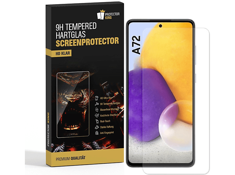 PROTECTORKING 1x 9H Hartglas HD KLAR Displayschutzfolie(für Samsung Galaxy A72)