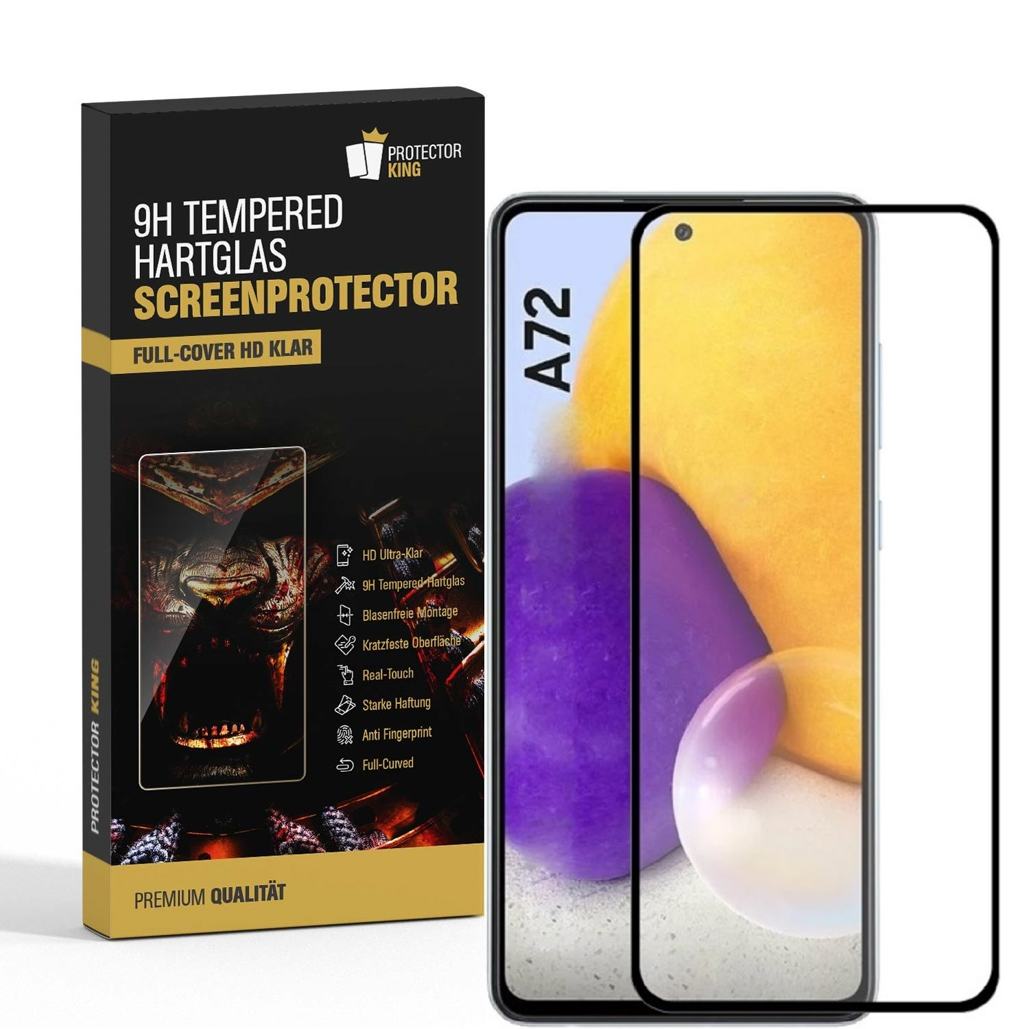 PROTECTORKING 1x Galaxy Displayschutzfolie(für Samsung A72) Hartglas KLAR 9H FULL HD COVER
