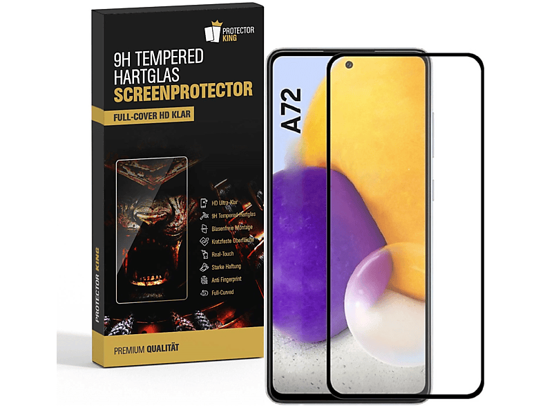 PROTECTORKING 1x FULL COVER 9H HD A72) Hartglas KLAR Samsung Displayschutzfolie(für Galaxy