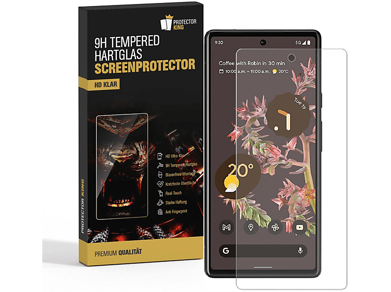 PROTECTORKING 6x 9H Hartglas HD KLAR Displayschutzfolie(für Google Google Pixel 6a)