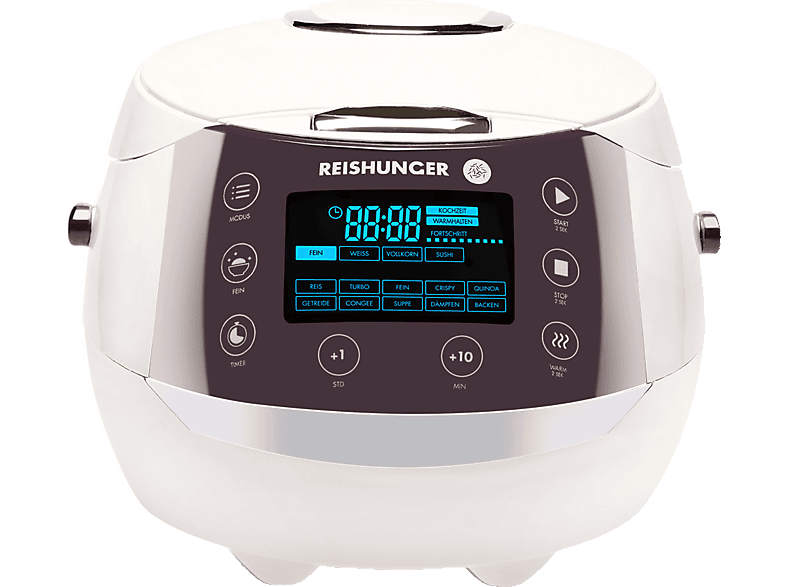 REISHUNGER Digitaler Reiskocher Reiskocher und Dampfgarer (860 Watt, Weiß)