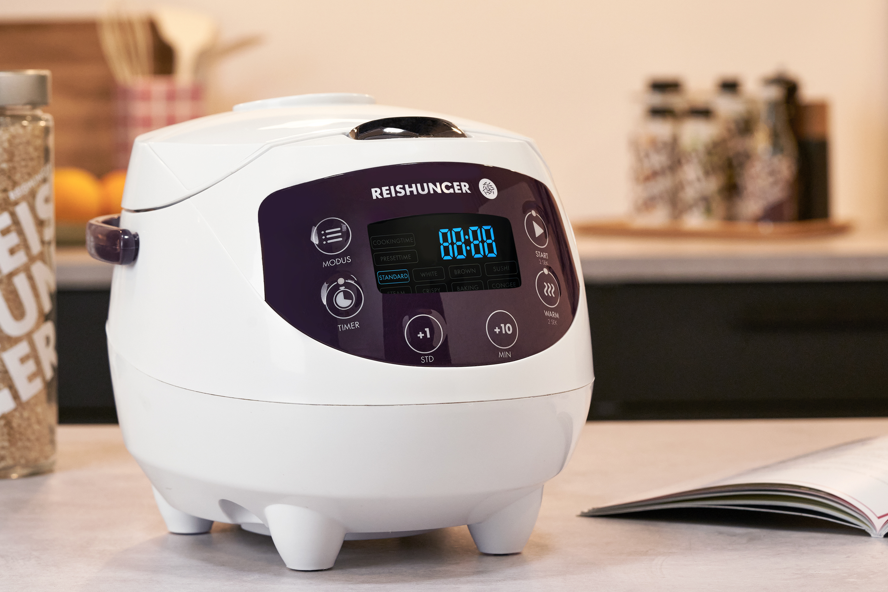 REISHUNGER Digitaler Mini Dampfgarer Reiskocher (350 Weiß) Watt, Reiskocher und