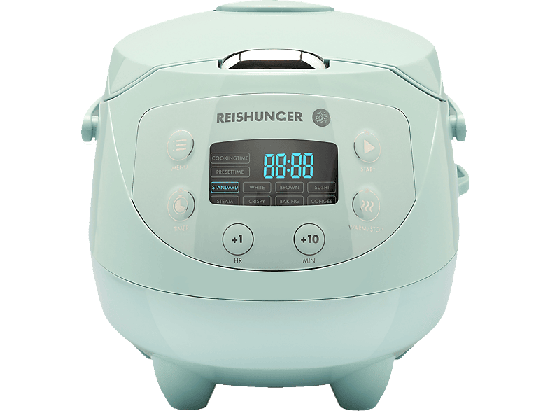 REISHUNGER Digitaler Mini Reiskocher Reiskocher und Dampfgarer (350 Watt, Mint)