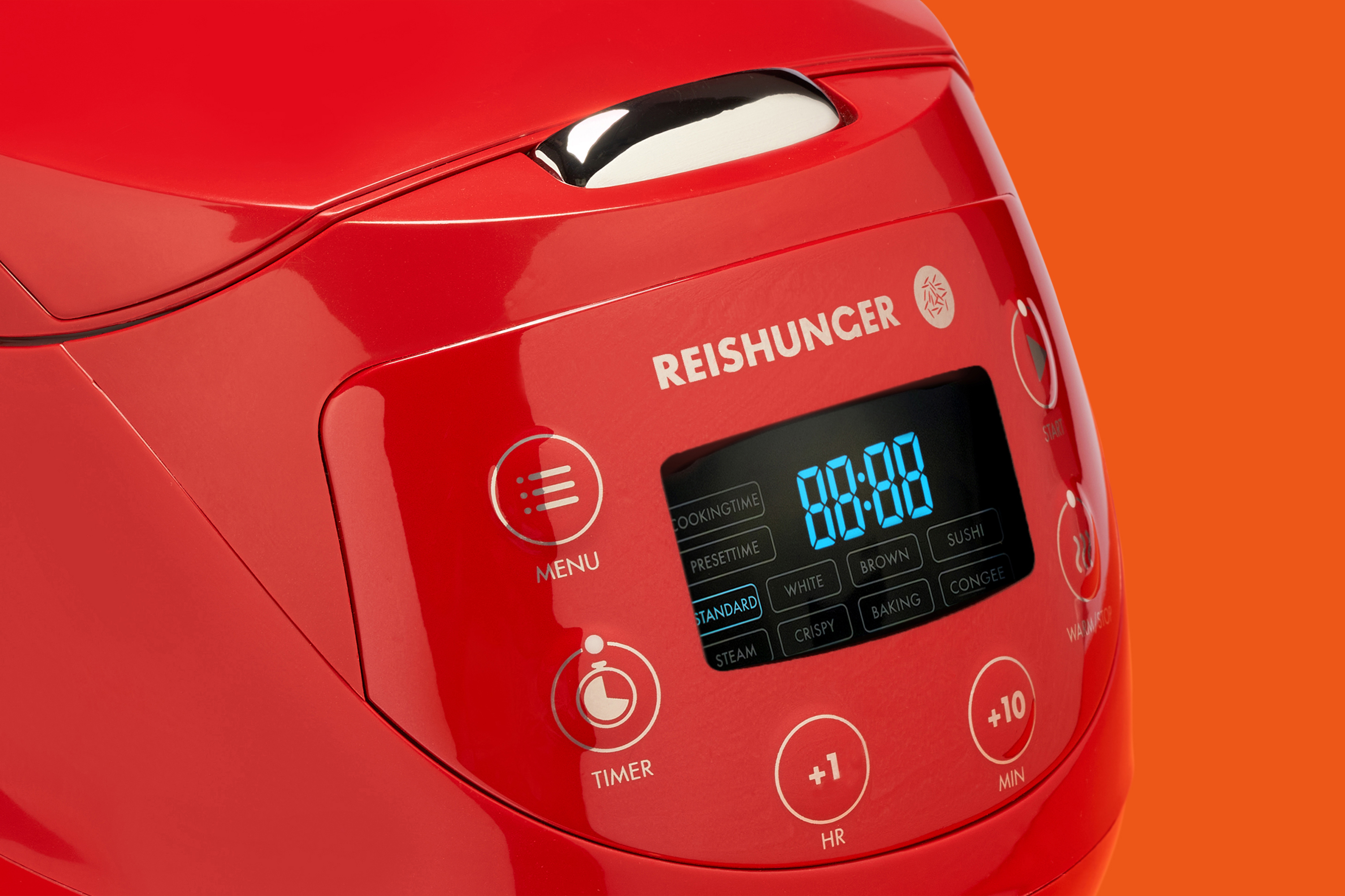 (350 Watt, Dampfgarer REISHUNGER Reiskocher Mini Digitaler Rot) Reiskocher und