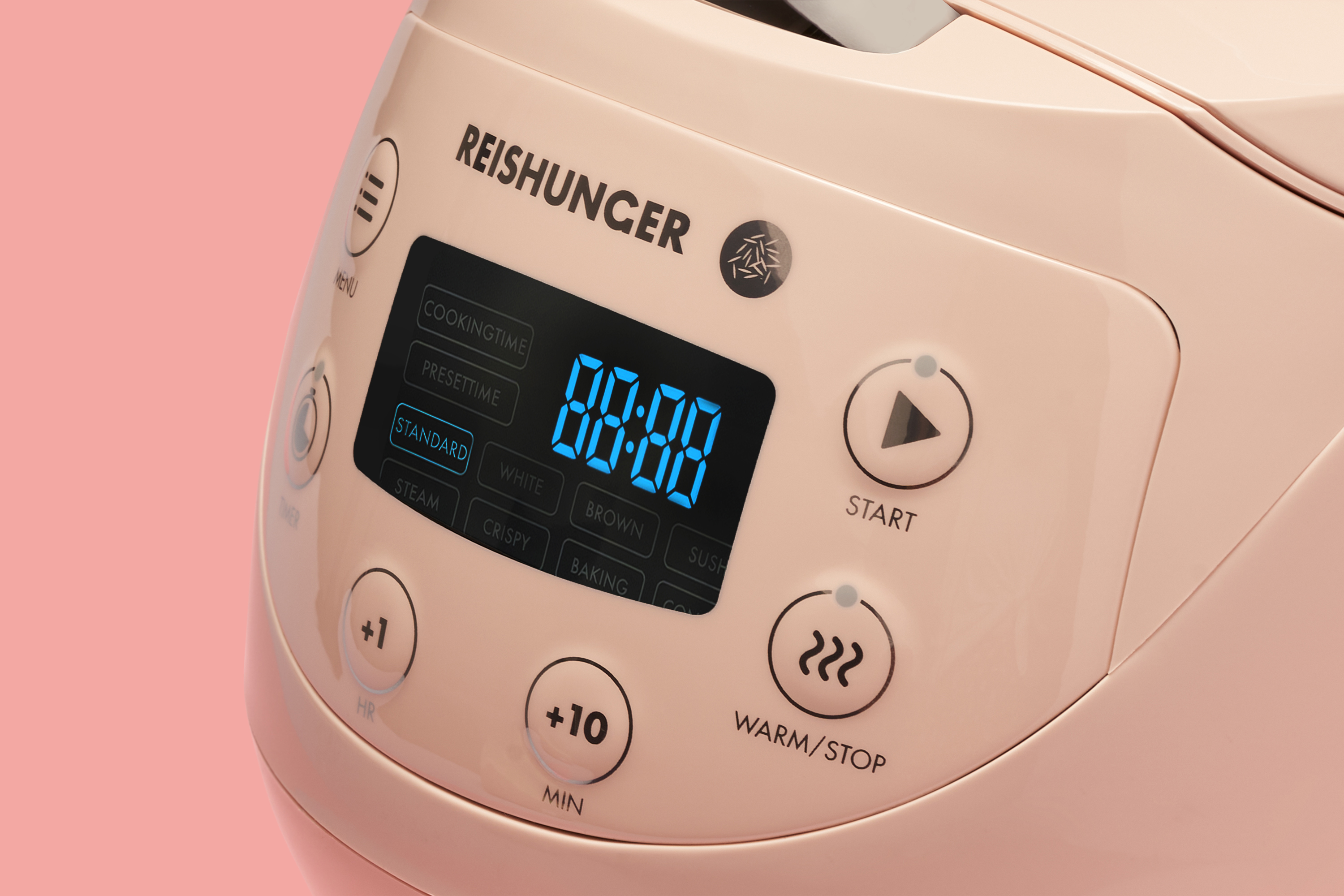 REISHUNGER Digitaler Mini Reiskocher Reiskocher Pink) Watt, Dampfgarer und (350