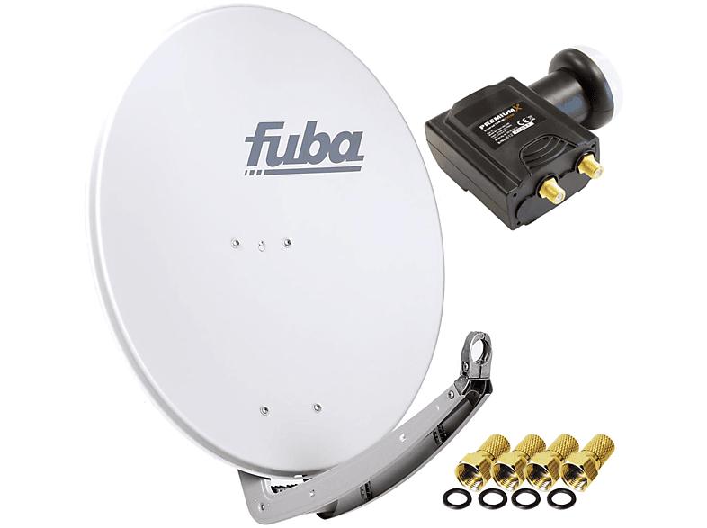 Grau FUBA 780 cm, daa (78 Sat 4KDELUXE Satellitenantenne in Twin 3D HDTV Anlage Sat LNB Twin LNB) Aluminium
