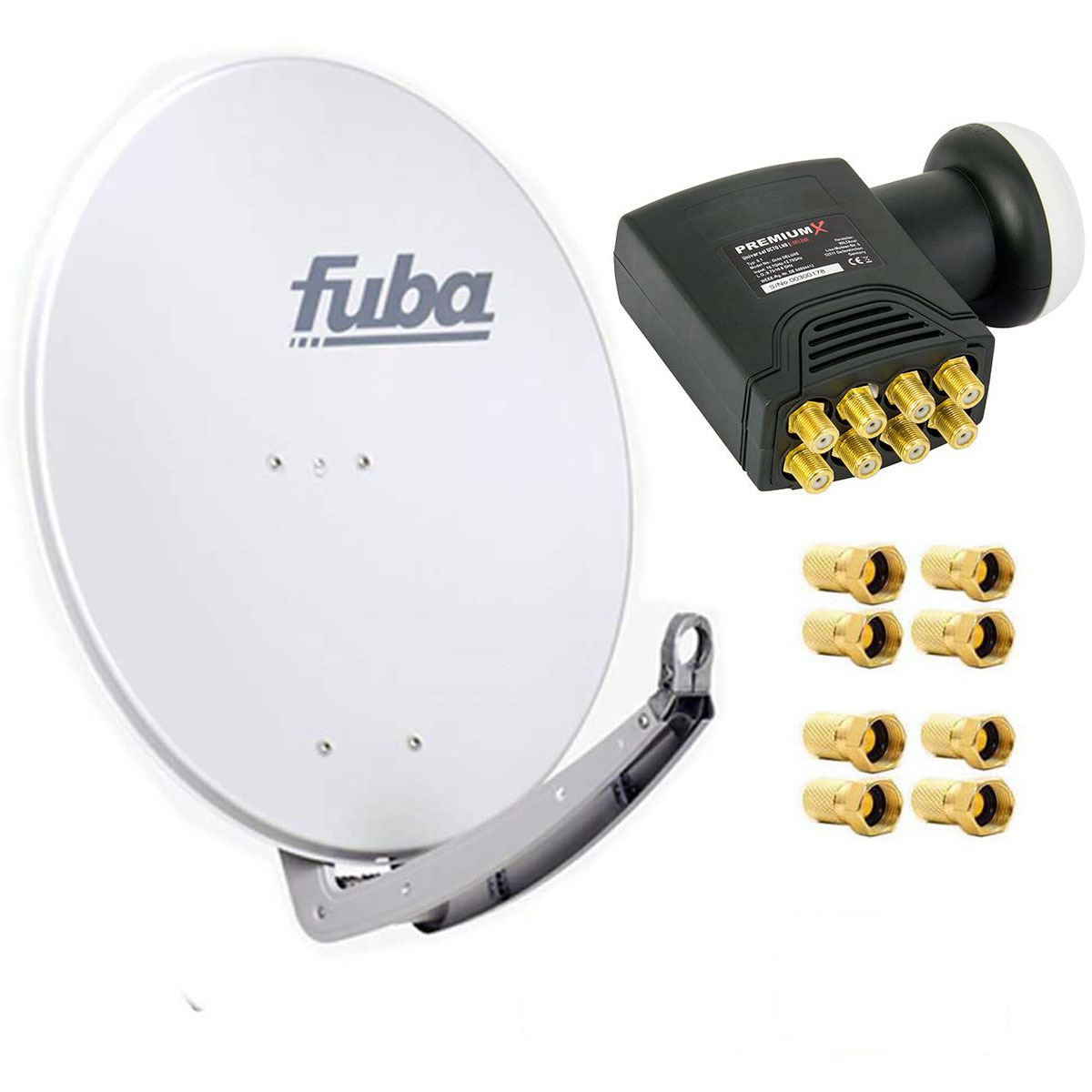 FUBA DAA 780 Grau Anlage Octo G LNB HDTV LNB) cm, Sat (78 Octo 4K Sat Aluminium DELUXE Satellitenantenne in