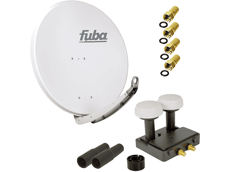 FUBA SAT Anlage DAA F-Stecker cm, G 2x Twin (85 850 Monoblock Anlage 4x ALU Twin Sat Tülle Grau LNB) Monoblock