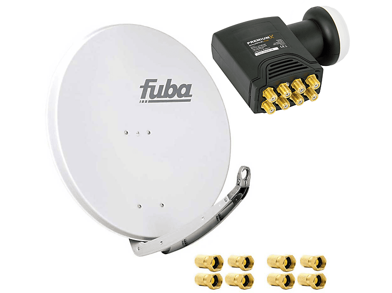 FUBA DAA 850 LNB) (85 Sat LNB DELUXE Aluminium Satellitenantenne 4K HDTV Sat G in Anlage Octo cm, Grau Octo