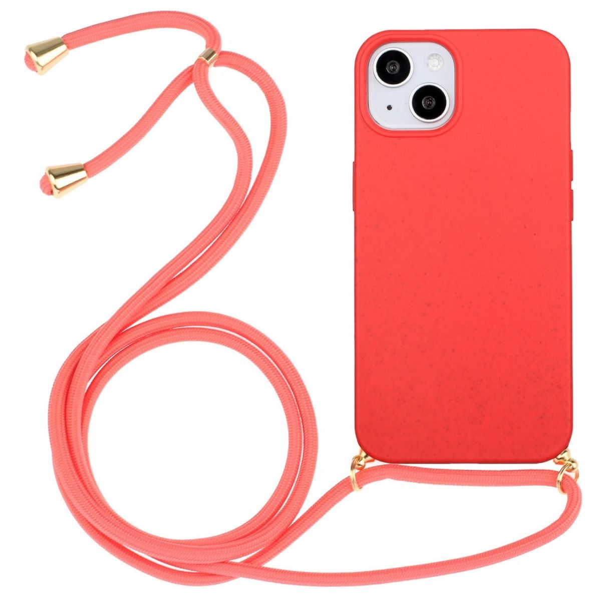 COVERKINGZ Silikon iPhone Handykette mit Kordel, 14, Apple, verstellbarer Rot Backcover