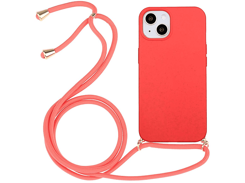 COVERKINGZ 14, Silikon mit Apple, Rot iPhone Backcover, verstellbarer Handykette Kordel,