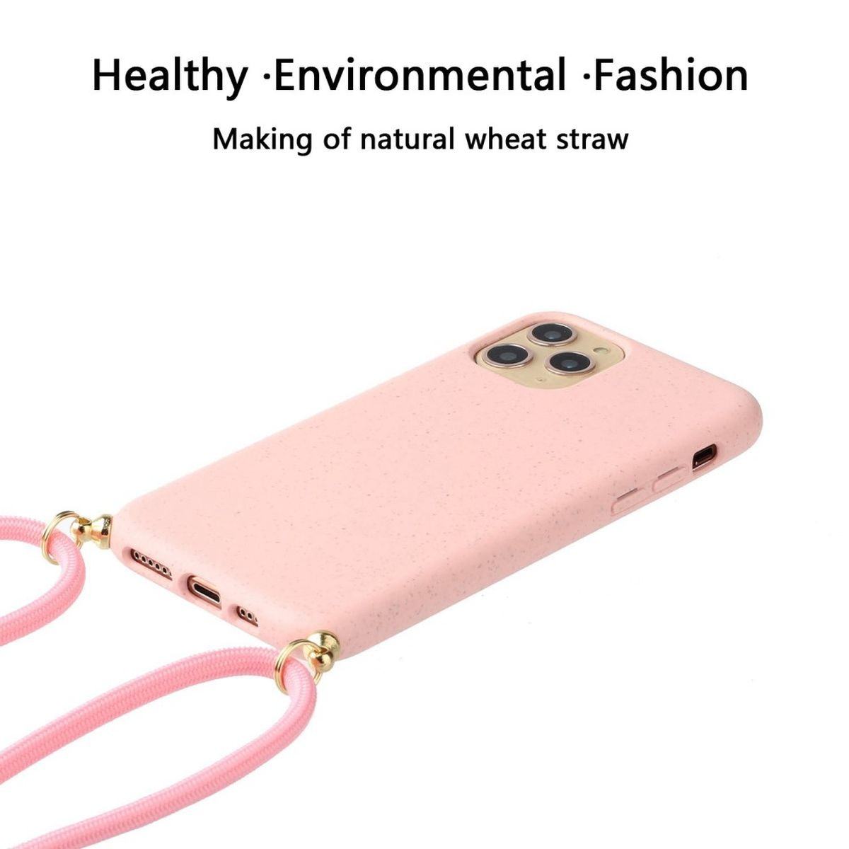 Kordel, Pro iPhone verstellbarer COVERKINGZ Max, Apple, Silikon Backcover, 14 Rosa Handykette mit