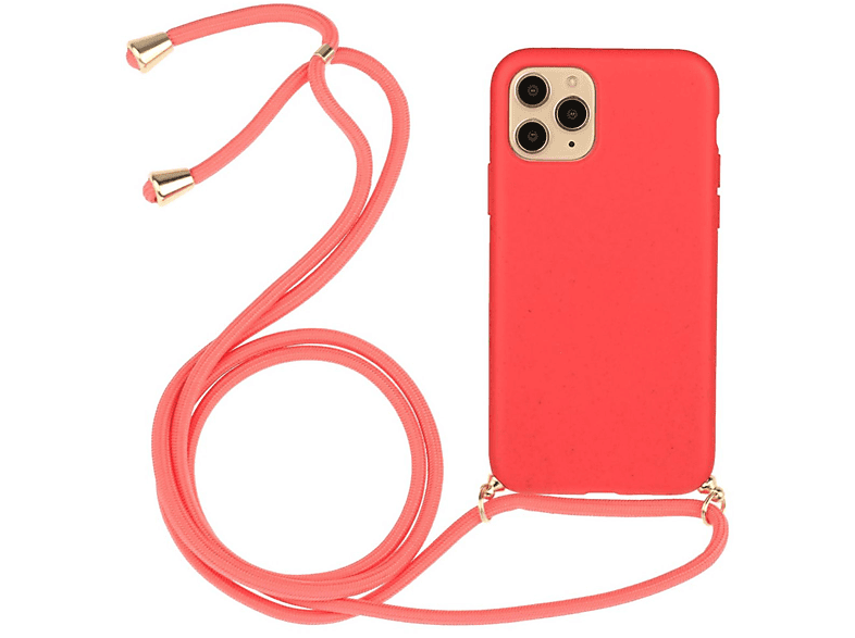 Rot iPhone mit verstellbarer Handykette Silikon COVERKINGZ Kordel, 14 Backcover, Apple, Pro,