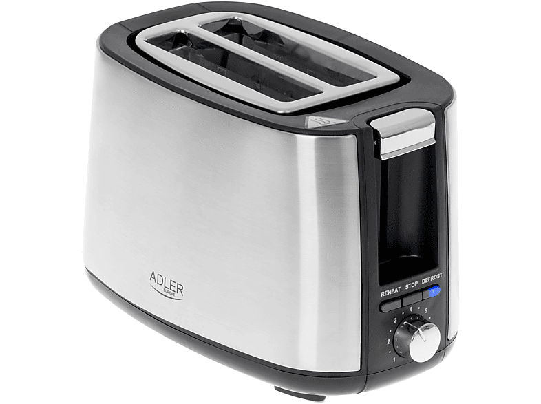 ADLER AD 3214 Toaster Silber (900 Watt, Schlitze: 2) | Toaster