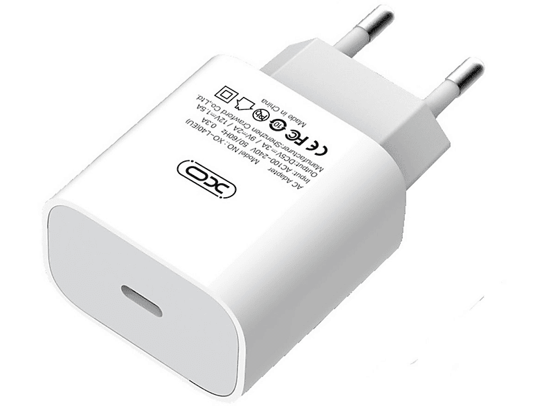 Weiß Ladegerät 18W USB-C Universal, XO WandLadegerät