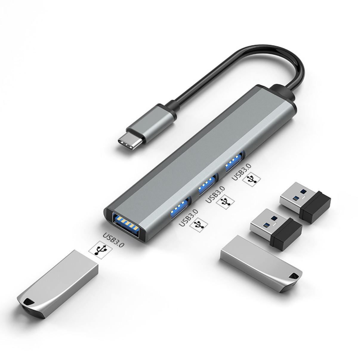 INF USB-C zu USB 3.0 mit USB Anschlüssen 4 Hub Hub
