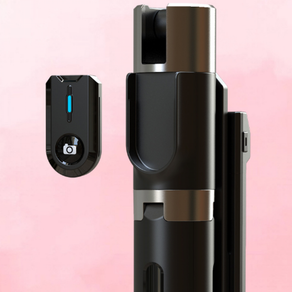 INF Stativ-Selfie-Stick ausziehbarer kabelloser Handyhalter, Schwarz mit Handyständer Bluetooth
