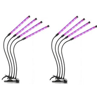 Set luz LED para plantas  - Lámpara de crecimiento de plantas con 4 lámparas LED fluorescentes fle INF, Negro