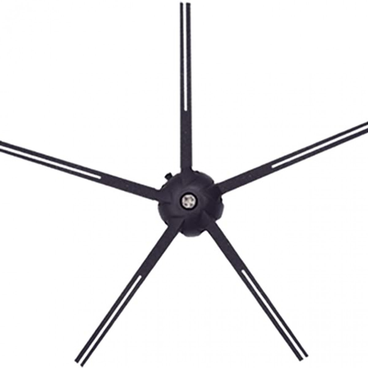 Czarna szczotka do robota odkurzającego z pięcioma ramionami. Białe tło.