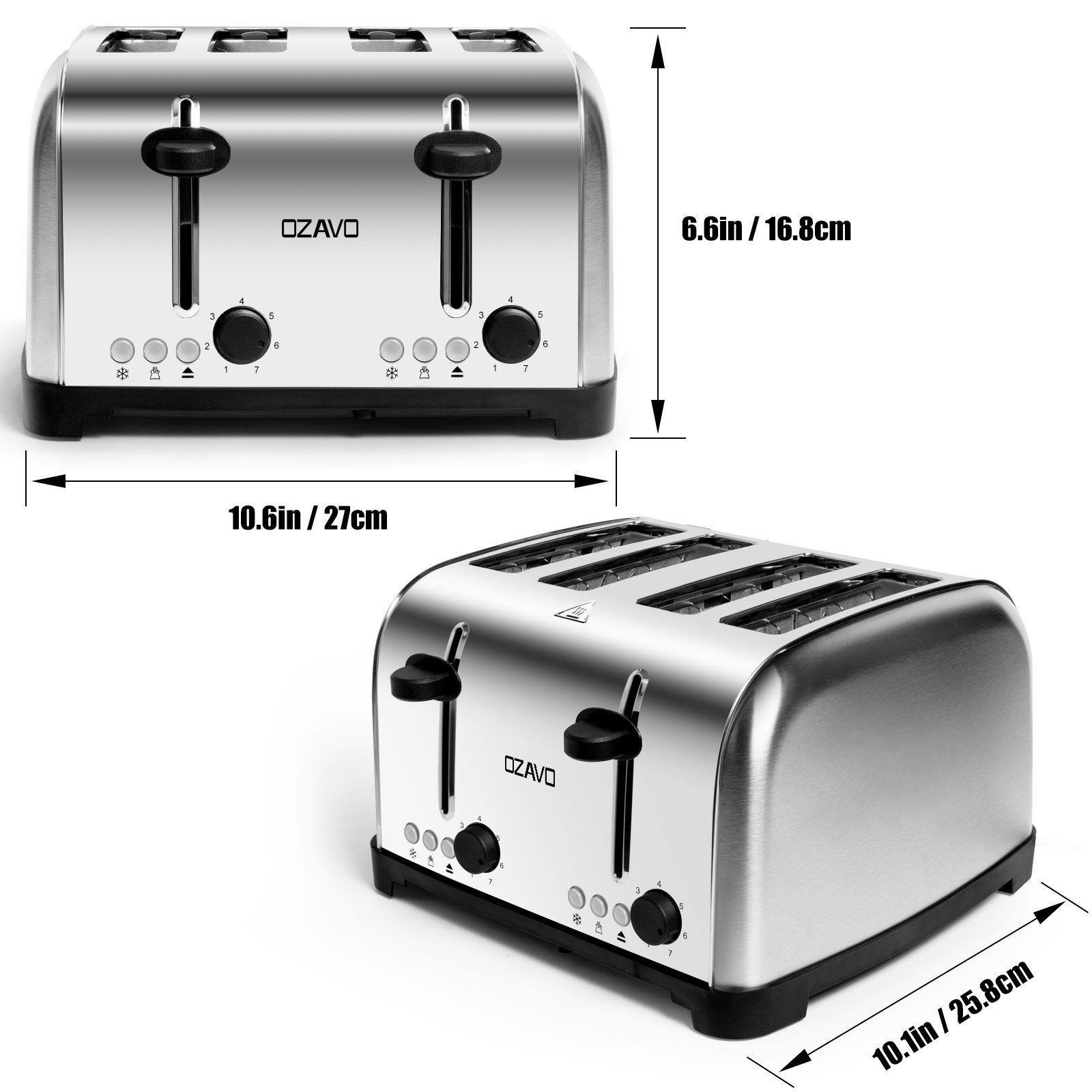 Toaster 4) OZAVO (1700 Silber Schlitze: Watt, OZ331