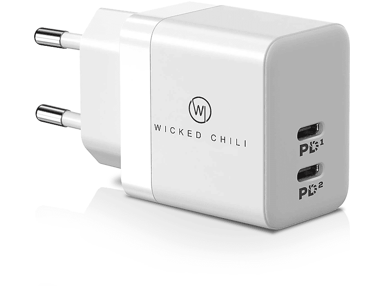WICKED CHILI 35W Dual USB-C Netzteil für Apple, GaN Fast Charge Ladegerät, iPhone 15, 14, 13, Watch, Ultra, iPad USB Netzteil