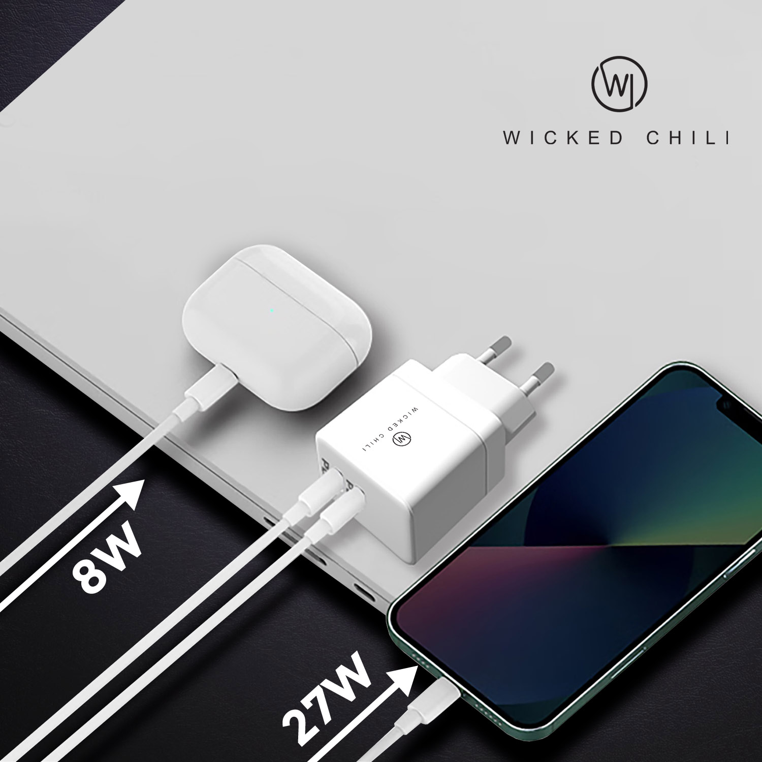 WICKED CHILI 35W iPhone 14, Watch, für Netzteil Ladegerät, USB-C Dual Netzteil iPad Apple, Charge GaN Ultra, 13, Fast 15, USB