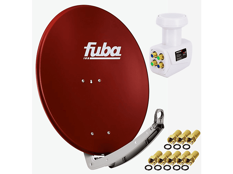 FUBA DAA 780 R 74x84cm Sat Schüssel Alu Rot LNB Quad 8x FStecker Sat