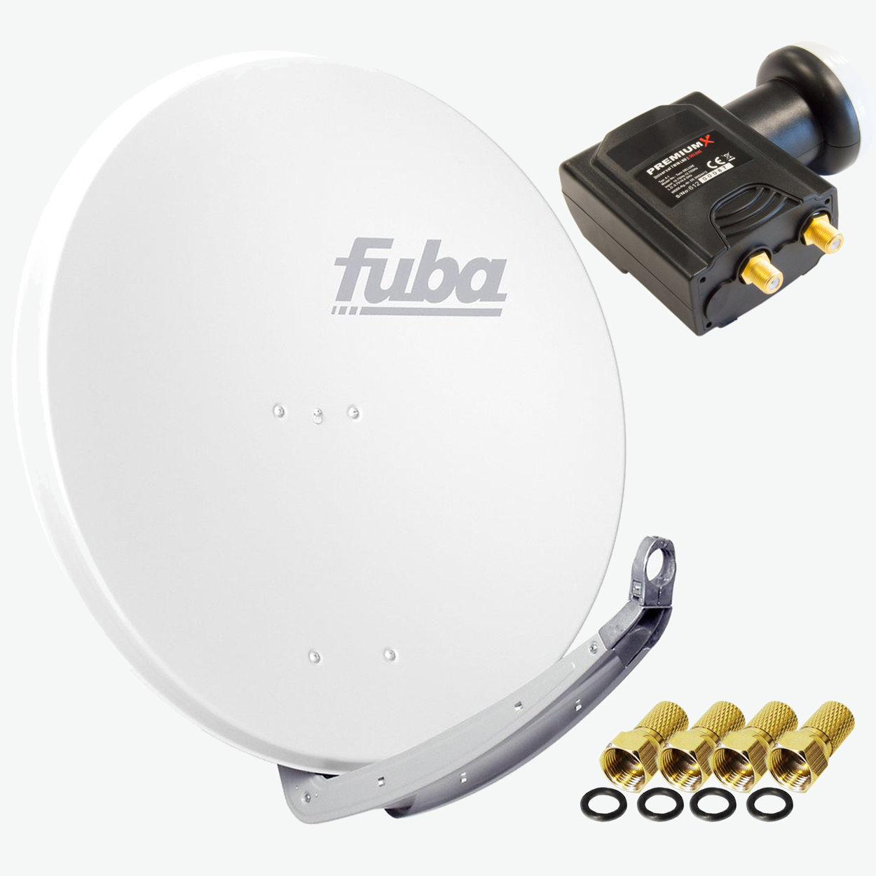 FUBA daa 850 Twin Anlage Sat cm, 3D Satellitenantenne Twin HDTV (85 LNB) Weiss 4KDELUXE Aluminium in LNB Sat