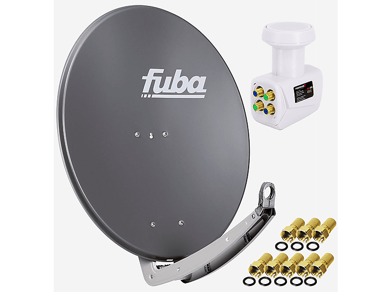 FUBA DAA 780 A 74x84cm Sat Schüssel Alu Anthrazit LNB Quad 8x F-Stecker Sat Anlage (78 cm, Quad LNB)