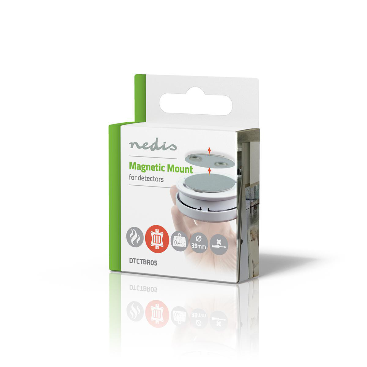 Confezione supporto magnetico Nedis per rilevatori, bianco e verde.