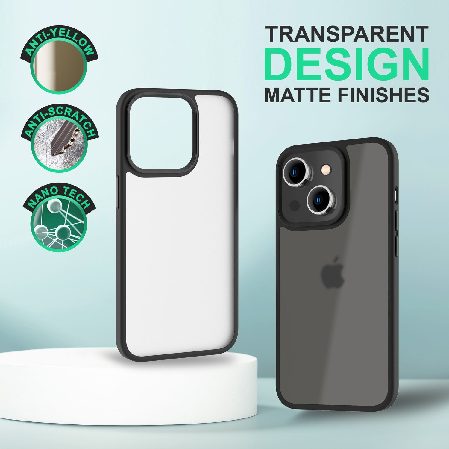 Backcover, NALIA Schwarz Apple, iPhone Klare 14 Hülle, Plus, Hybrid Matte