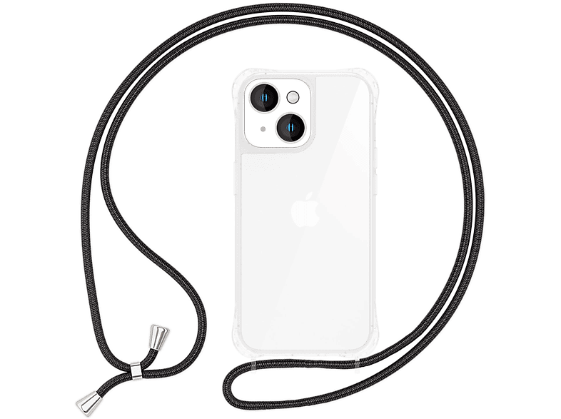 NALIA Klare Hülle zum Schwarz Umhängetasche, mit iPhone Kette Apple, Umhängen, 15