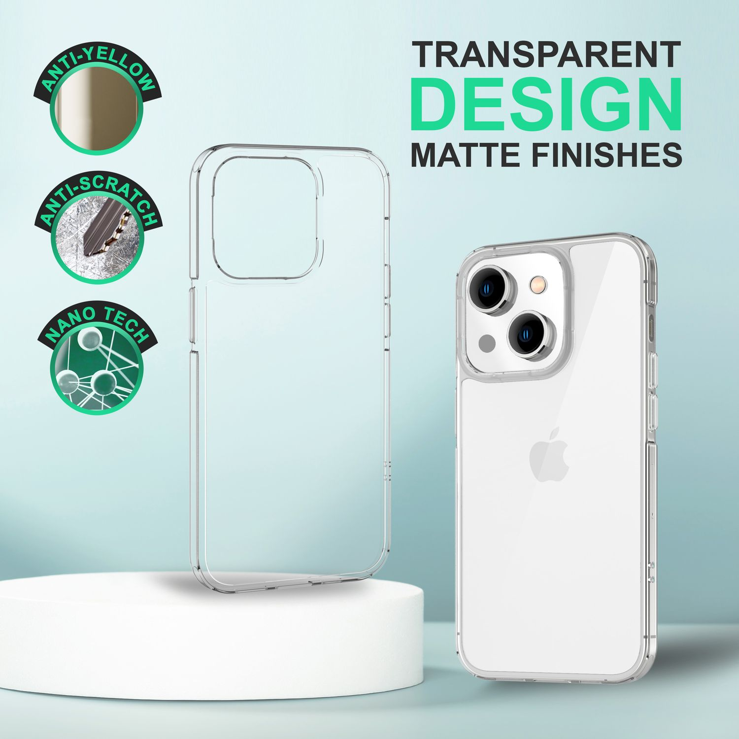 NALIA Klare Harte iPhone Backcover, 14 Apple, Hülle, Plus, Transparent