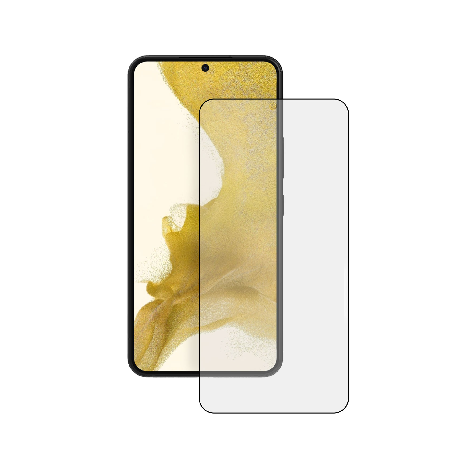 Smartphone e protezione schermo su sfondo bianco. Trasparente.