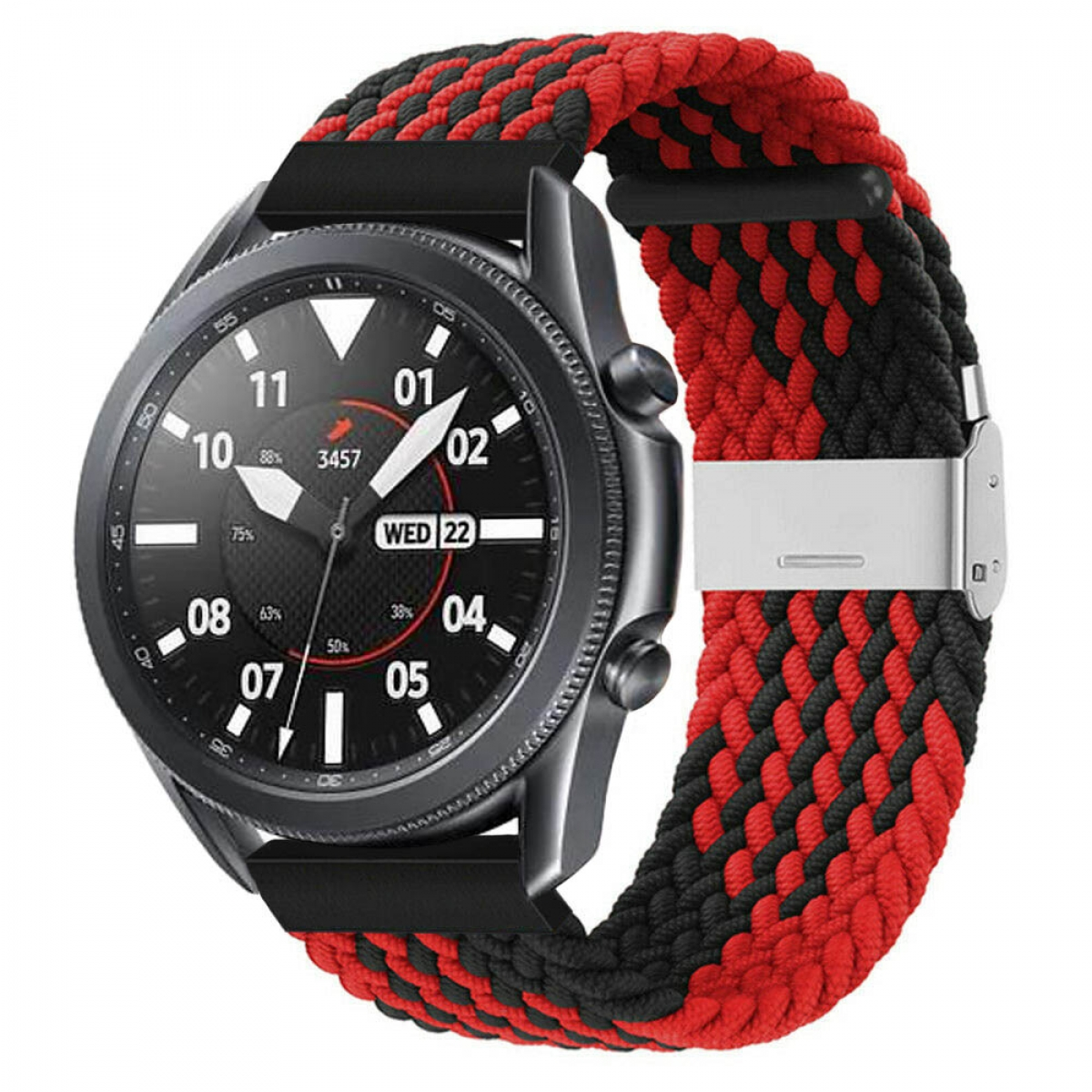 CASEONLINE Braided, Ersatzarmband, Samsung, Galaxy 3 Watch (41mm), Rot/Schwarz