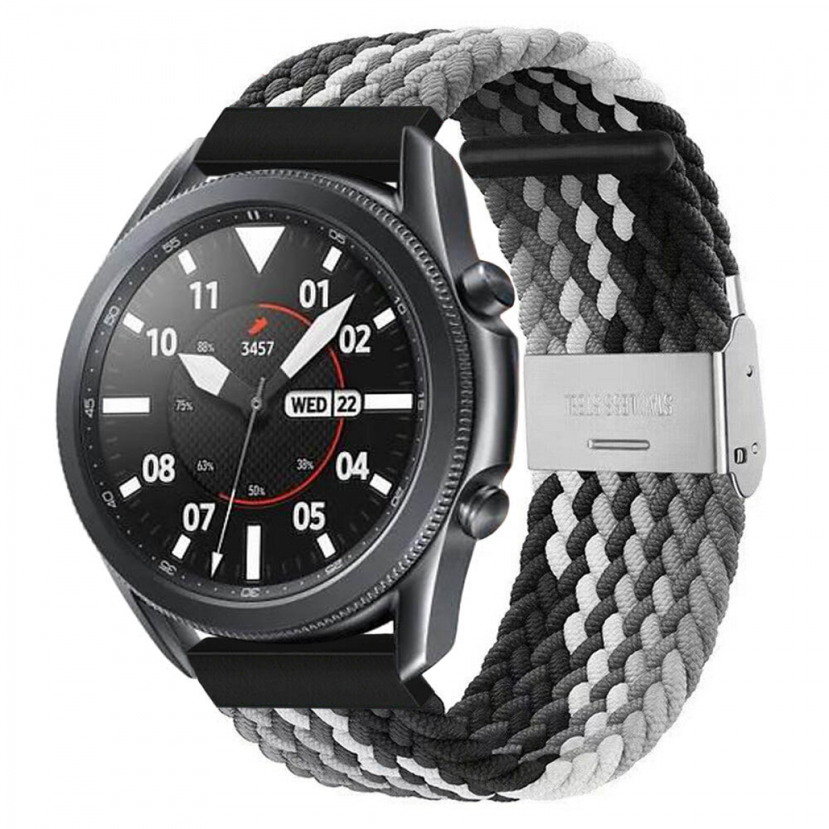 Ersatzarmband, Schwarz/Weiß CASEONLINE Galaxy Braided, (45mm), 3 Samsung, Watch