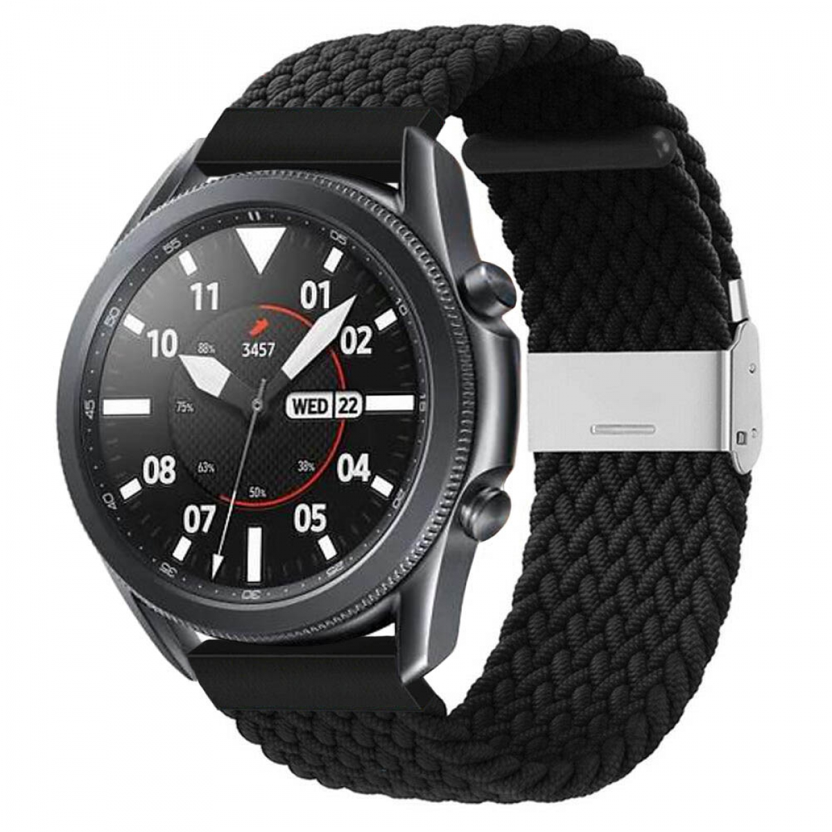 CASEONLINE Braided, Ersatzarmband, Samsung, Galaxy 3 Watch Schwarz (45mm)